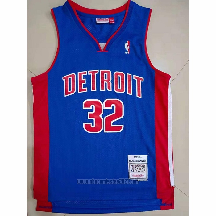 Camiseta Detroit Pistons Richard Hamilton #32 Mitchell & Ness 2003-04 Azul